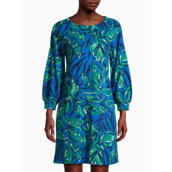 Lilly Pulitzer Elianna Cotton T-Shirt Tunic Mini Dress Leaf Printed XL 282290 - Picture 4 of 9
